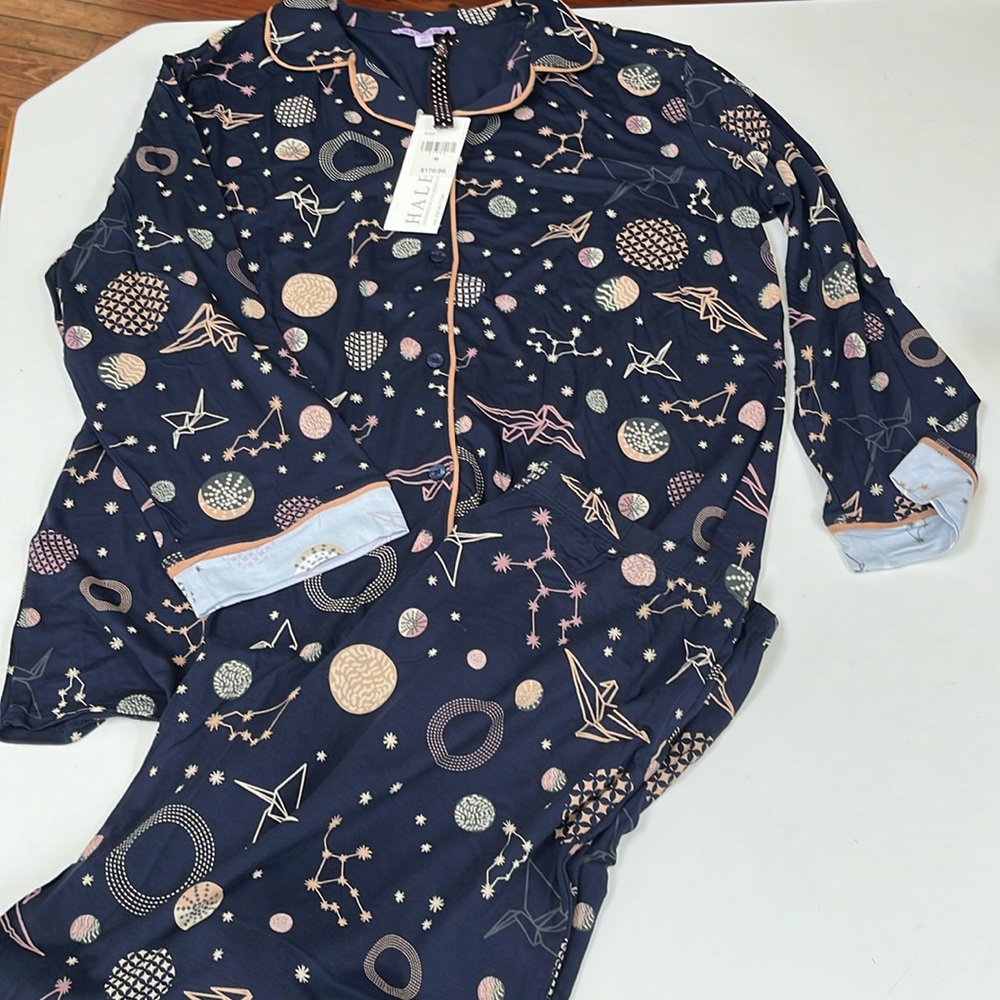 Hale Bob Velvety Constellation Star Print Pajama Set Sz M